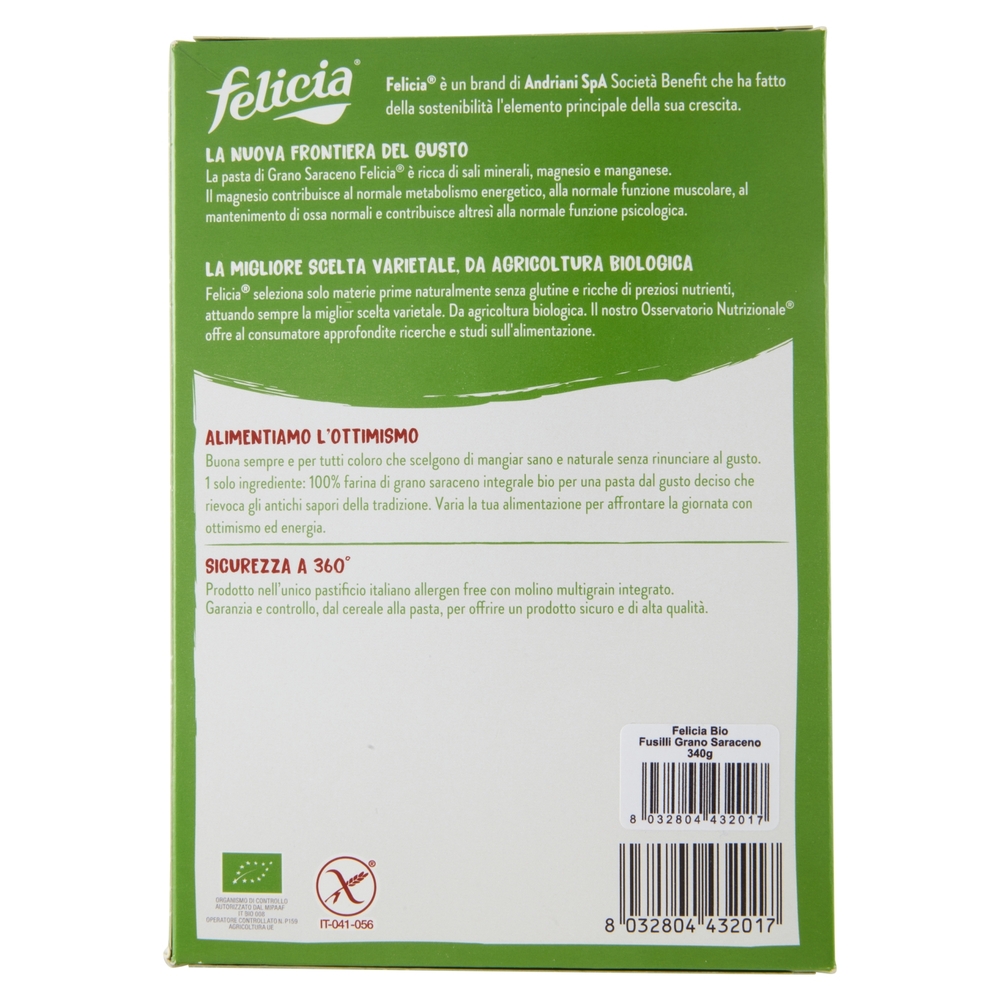 felicia Fusilli Grano Saraceno Integrale Bio 340 g