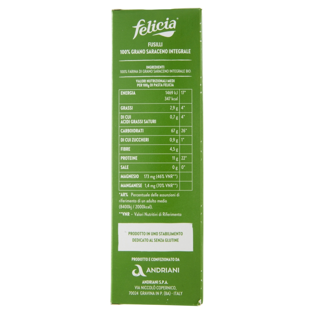 felicia Fusilli Grano Saraceno Integrale Bio 340 g