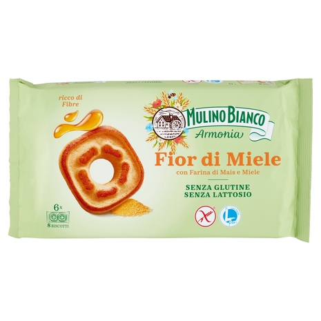Mulino Bianco Armonia Fior di Miele Biscotti al Miele Millefiori Senza Glutine e Lattosio 250 g