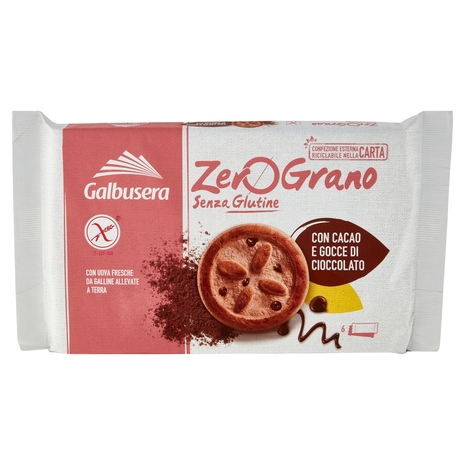 Galbusera ZeroGrano Senza Glutine con Cacao e Gocce di Cioccolato 220 g