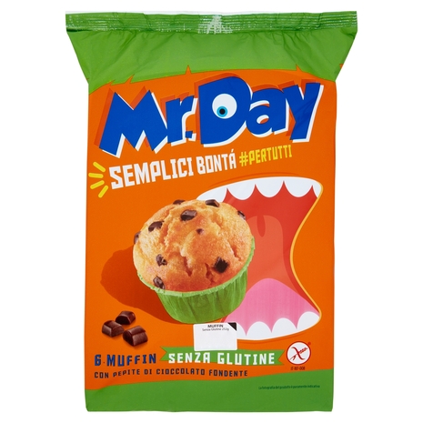 Mr.Day 6 Muffin Senza Glutine con Pepite di Cioccolato Fondente 6 x 42 g