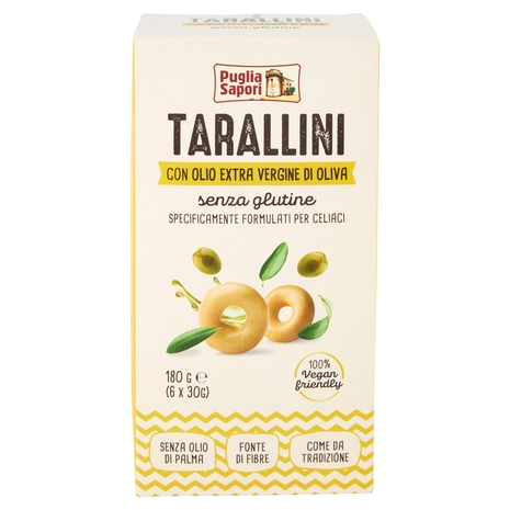 Puglia Sapori Tarallini con Olio Extra Vergine di Oliva senza glutine senza glutine  6 x 30 g