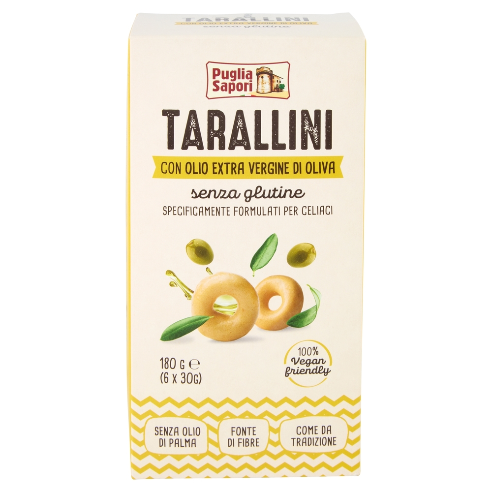 Puglia Sapori Tarallini con Olio Extra Vergine di Oliva senza glutine senza glutine  6 x 30 g