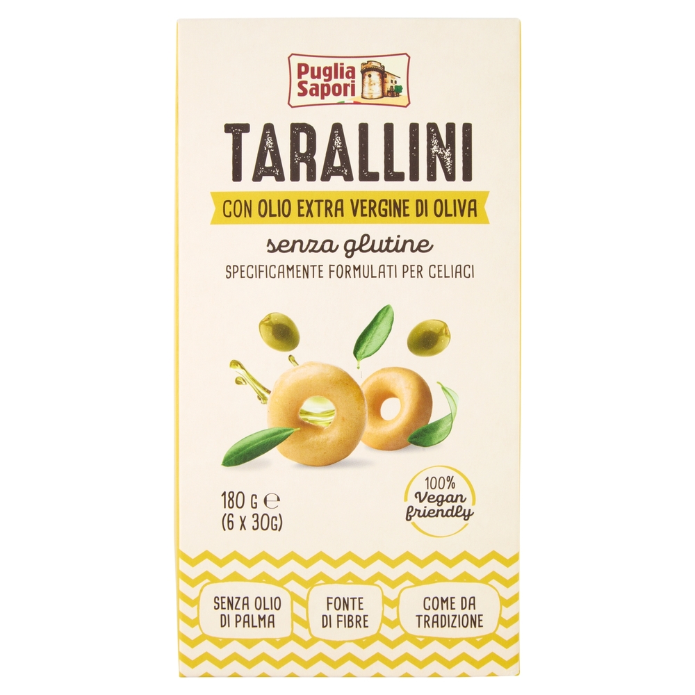 Puglia Sapori Tarallini con Olio Extra Vergine di Oliva senza glutine senza glutine  6 x 30 g