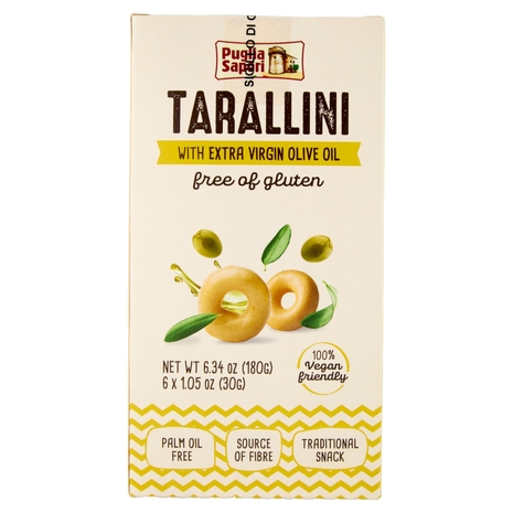 Puglia Sapori Tarallini con Olio Extra Vergine di Oliva senza glutine senza glutine  6 x 30 g
