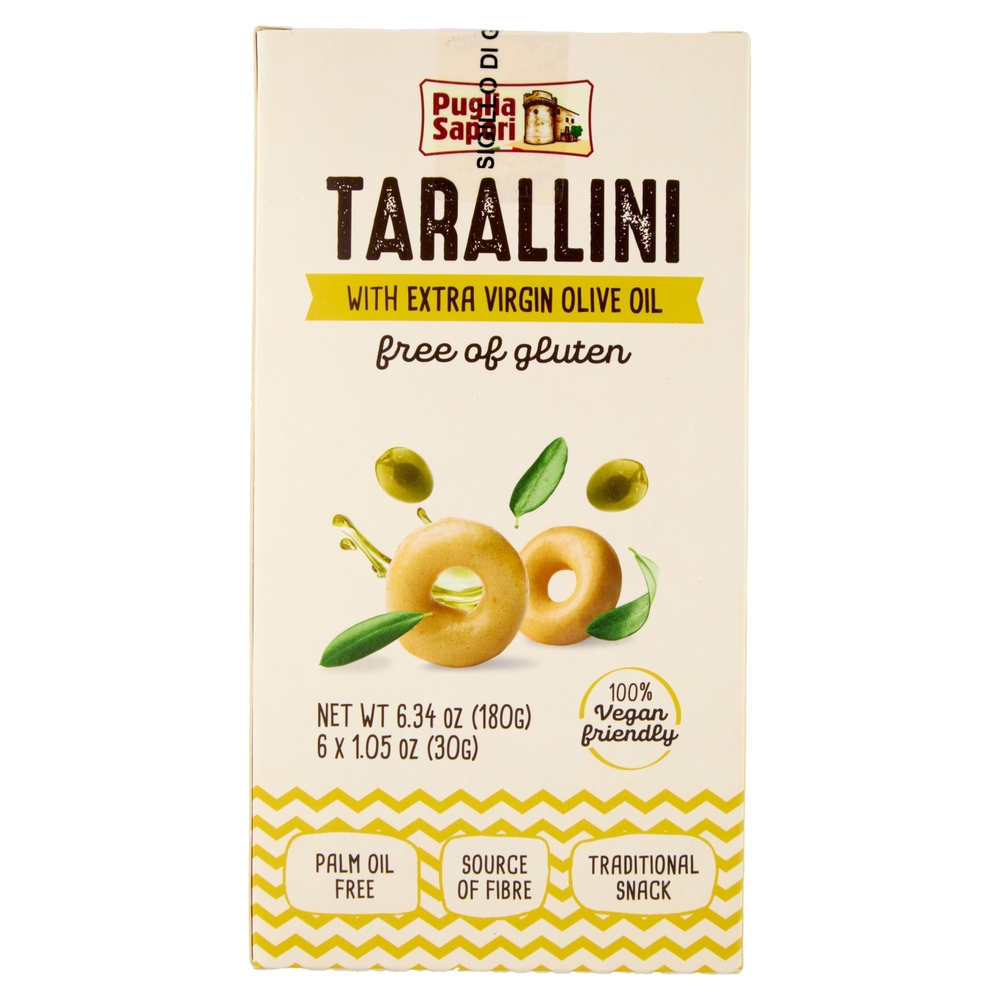 Puglia Sapori Tarallini con Olio Extra Vergine di Oliva senza glutine senza glutine  6 x 30 g