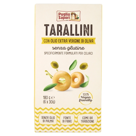 Puglia Sapori Tarallini con Olio Extra Vergine di Oliva senza glutine senza glutine  6 x 30 g