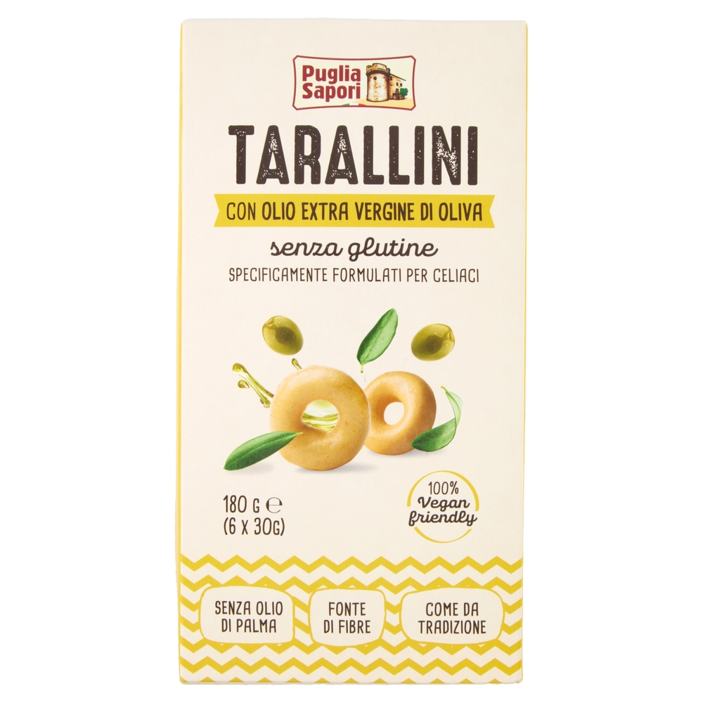 Puglia Sapori Tarallini con Olio Extra Vergine di Oliva senza glutine senza glutine  6 x 30 g