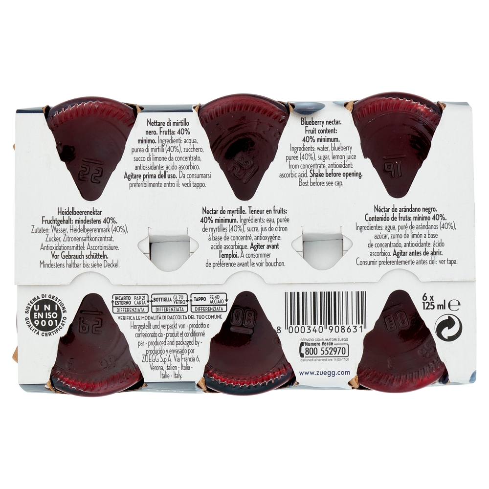 Zuegg I frutteti di Oswald Nettare di Mirtillo Nero Selvatico 6 x 125 ml