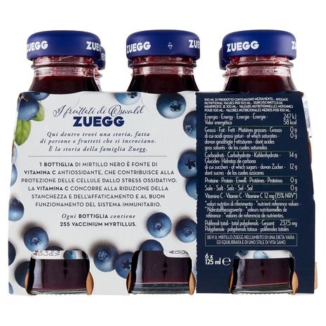 Zuegg I frutteti di Oswald Nettare di Mirtillo Nero Selvatico 6 x 125 ml