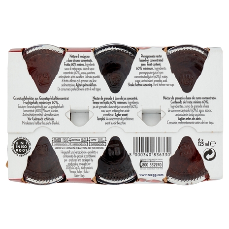 Zuegg I frutteti di Oswald Nettare di Melograno Italiano 6 x 125 ml