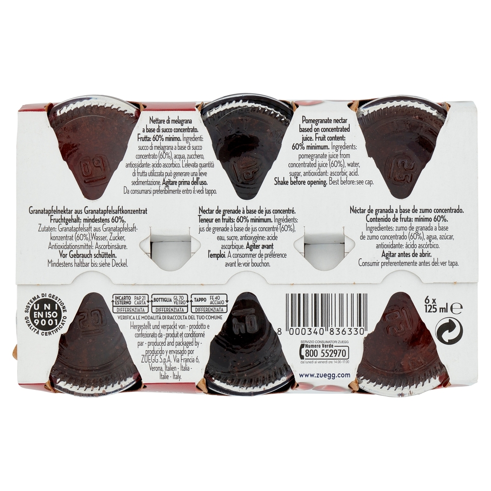 Zuegg I frutteti di Oswald Nettare di Melograno Italiano 6 x 125 ml