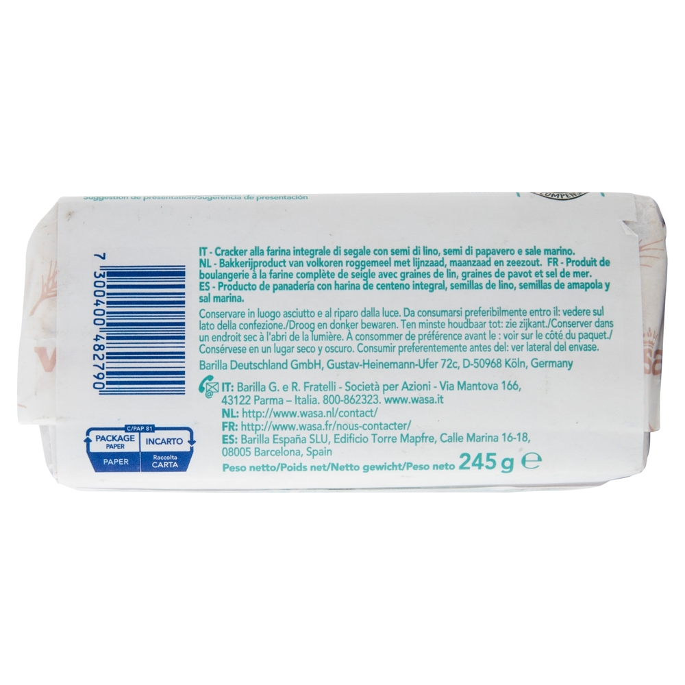 Wasa Chruncy Twist Cracker con Farina Integrale di Segale e Semi di Lino e Papavero 245g