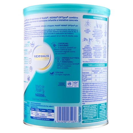 NESTLÉ NIDINA Optipro 2 Latte di proseguimento in polvere da 6 mesi Latta 800g