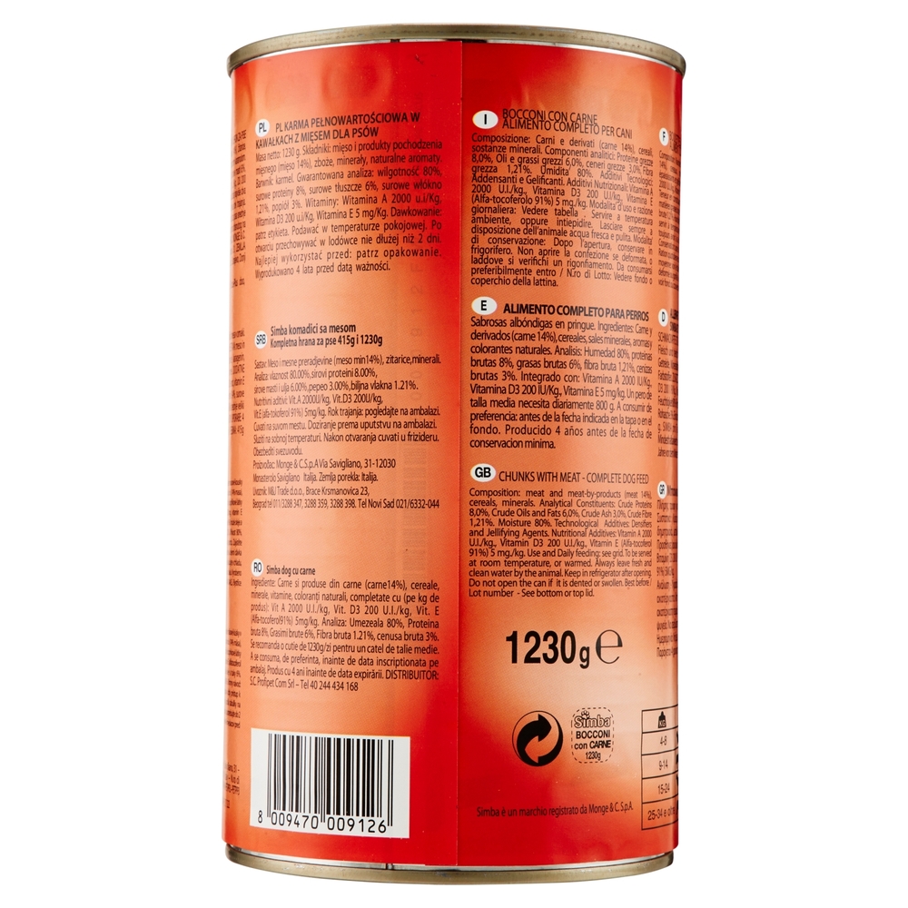 Simba Bocconi con Carne 1230 g