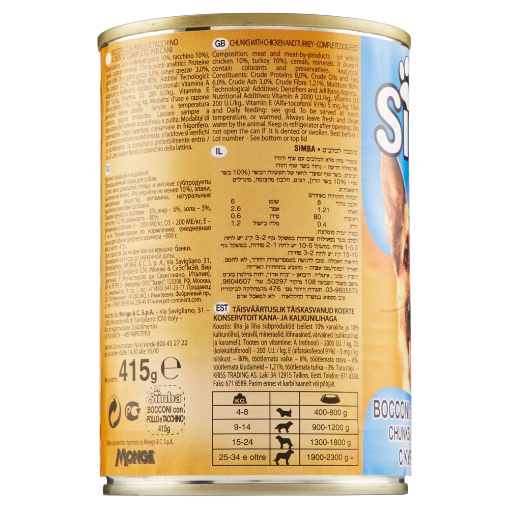 Simba Bocconi con Pollo e Tacchino 415 g