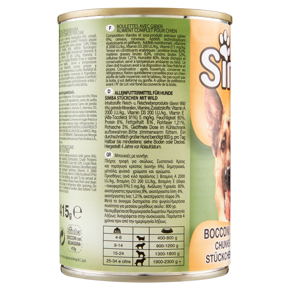 Simba Bocconi con Selvaggina 415 g