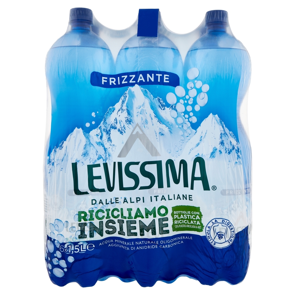 LEVISSIMA, Acqua Frizzante R-PET 25% 6 x 1,5 L