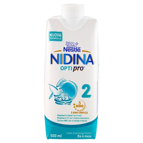 NESTLÉ NIDINA Optipro 2 Latte di proseguimento liquido da 6 mesi Brick da 500ml