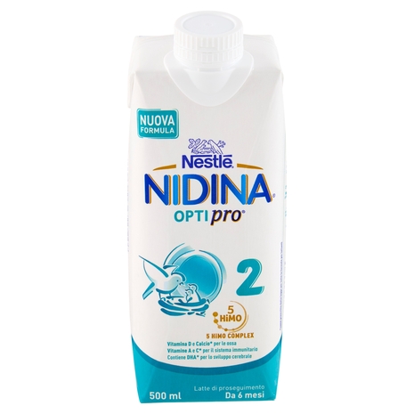 NESTLÉ NIDINA Optipro 2 Latte di proseguimento liquido da 6 mesi Brick da 500ml
