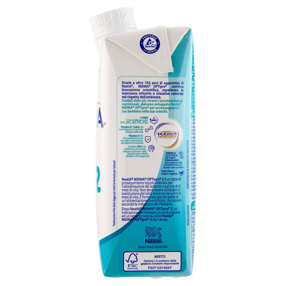 NESTLÉ NIDINA Optipro 2 Latte di proseguimento liquido da 6 mesi Brick da 500ml
