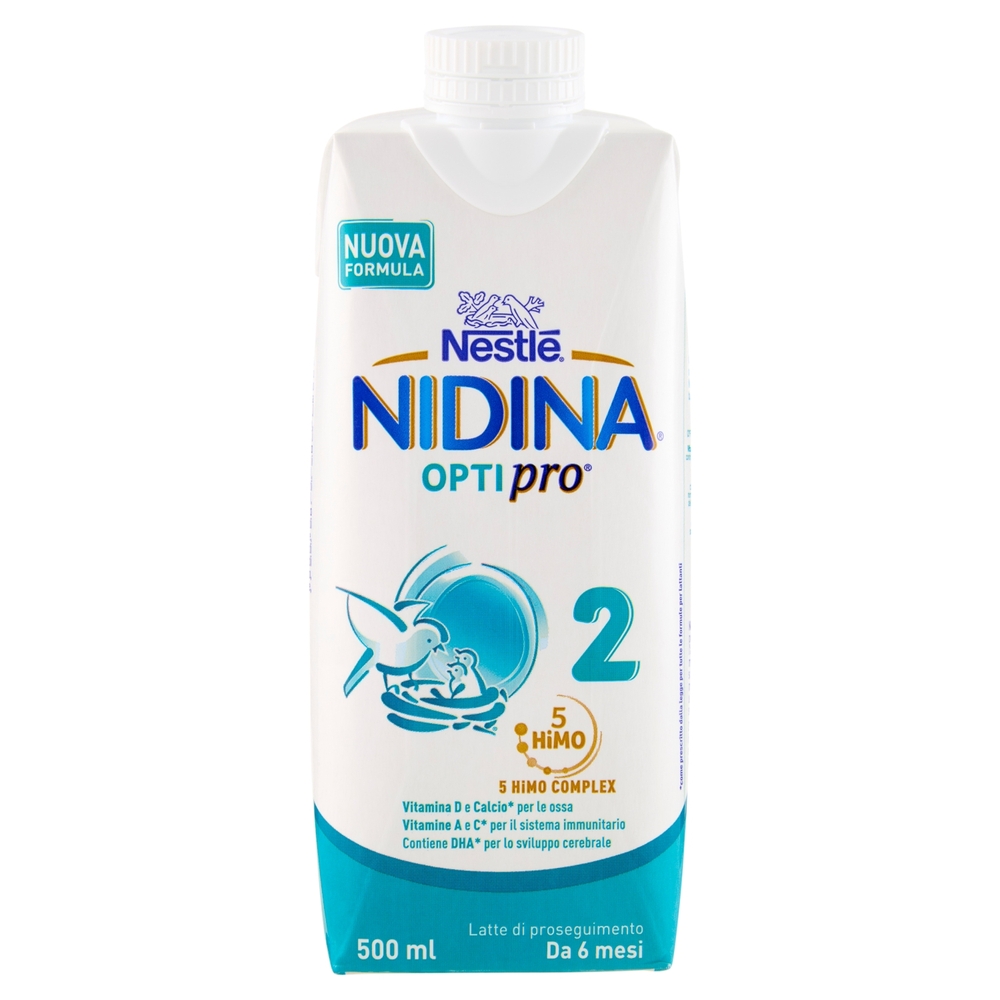 NESTLÉ NIDINA Optipro 2 Latte di proseguimento liquido da 6 mesi Brick da 500ml