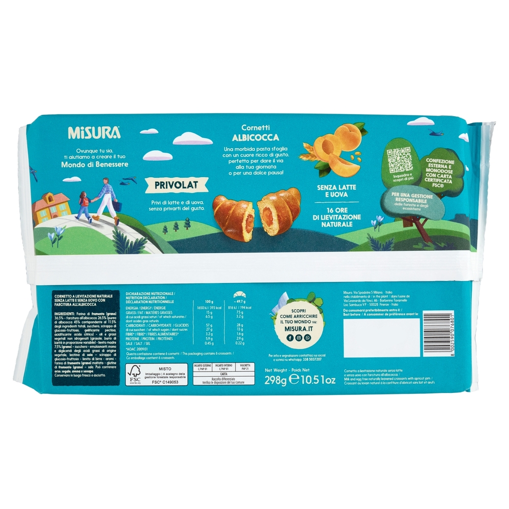 Misura Privolat 6 Cornetti all'Albicocca 298 g