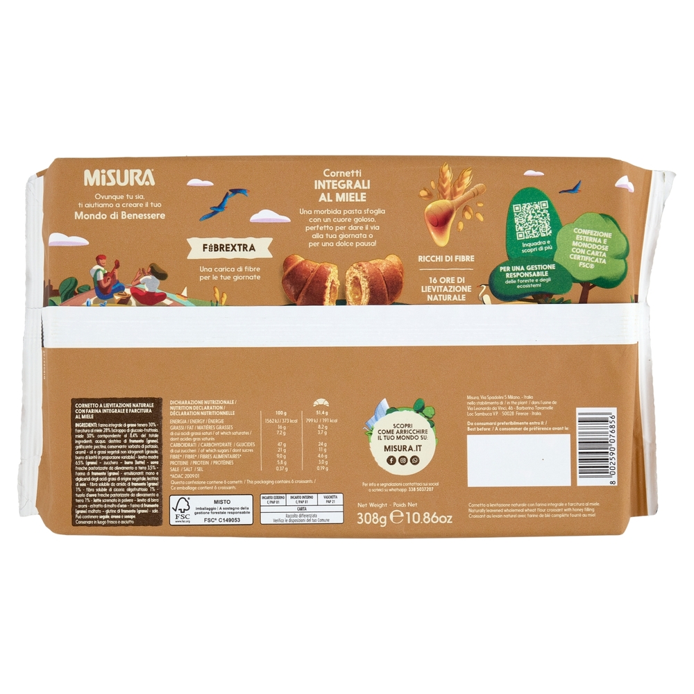 Misura Fibrextra Cornetti al Miele 308g