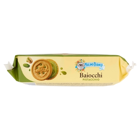 Mulino Bianco Baiocchi Biscotti Snack Farciti con Crema al Pistacchio 168g