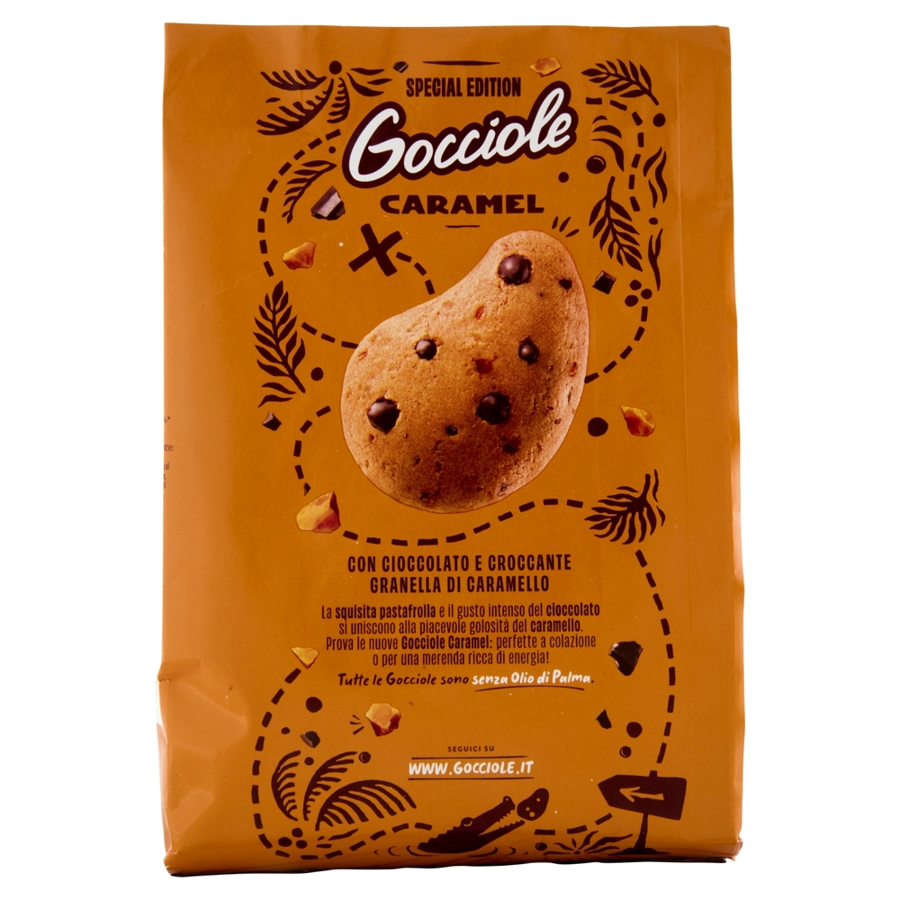 Pavesi Gocciole Caramel Biscotti con Gocce di Cioccolato e Granella di Caramello 300g