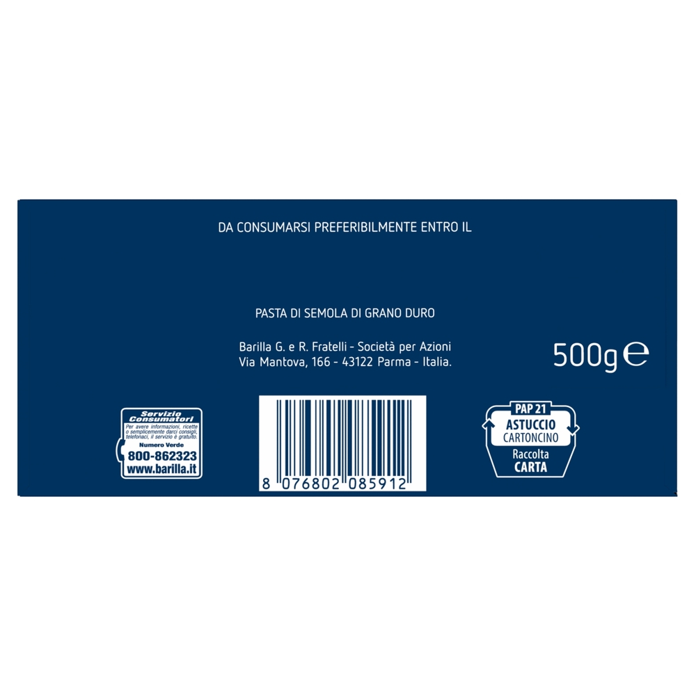 Barilla Pasta Pipe Rigate n.91 100% Grano Italiano 500g