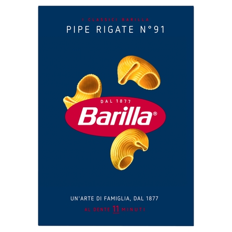 Barilla Pasta Pipe Rigate n.91 100% Grano Italiano 500g
