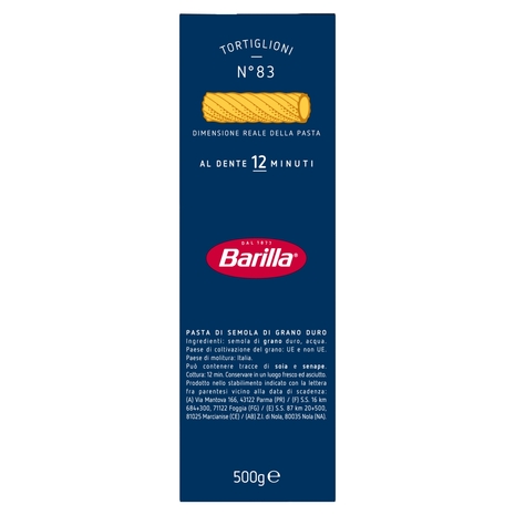 Barilla Pasta Tortiglioni n.83 100% Grano Italiano 500g