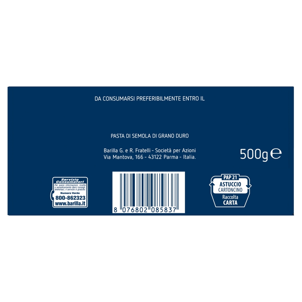 Barilla Pasta Tortiglioni n.83 100% Grano Italiano 500g
