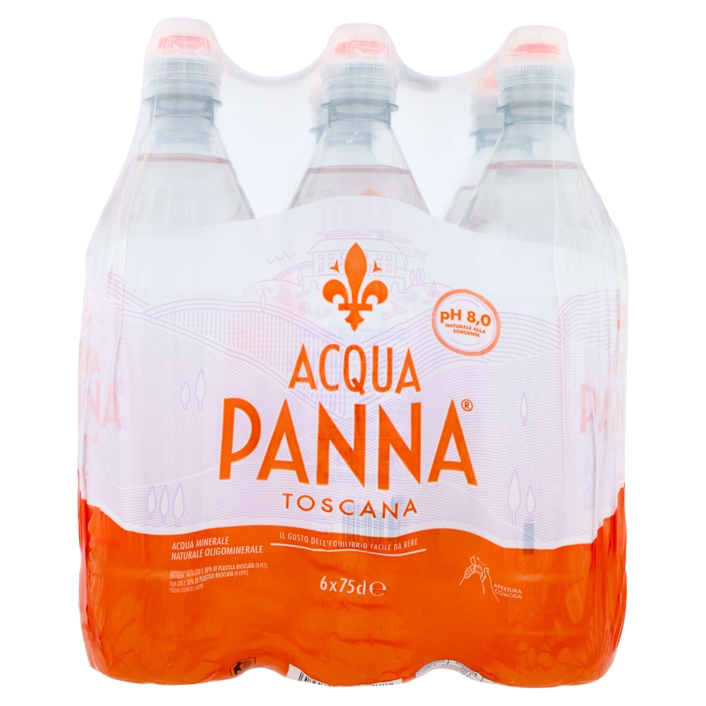 ACQUA PANNA, Acqua Minerale Naturale Oligominerale 50% RPET, 6x75cl