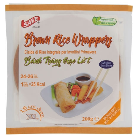 Save Brown Rice Wrappers Cialde di Riso Integrale per Involtini Primavera 200 g