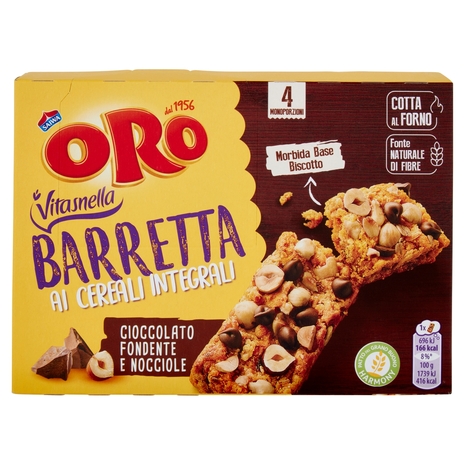 Oro Saiwa Vitasnella Barrette ai cereali integrali con cioccolato fondente e nocciole - 4 x 40 g