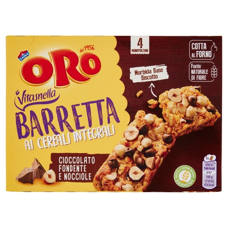 Oro Saiwa Vitasnella Barrette ai cereali integrali con cioccolato fondente e nocciole - 4 x 40 g