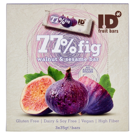 ID 77% fig walnut & sesame bar 3 x 35 g