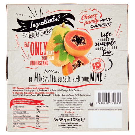 ID 41% papaya cashew & orange bar 3 x 35 g