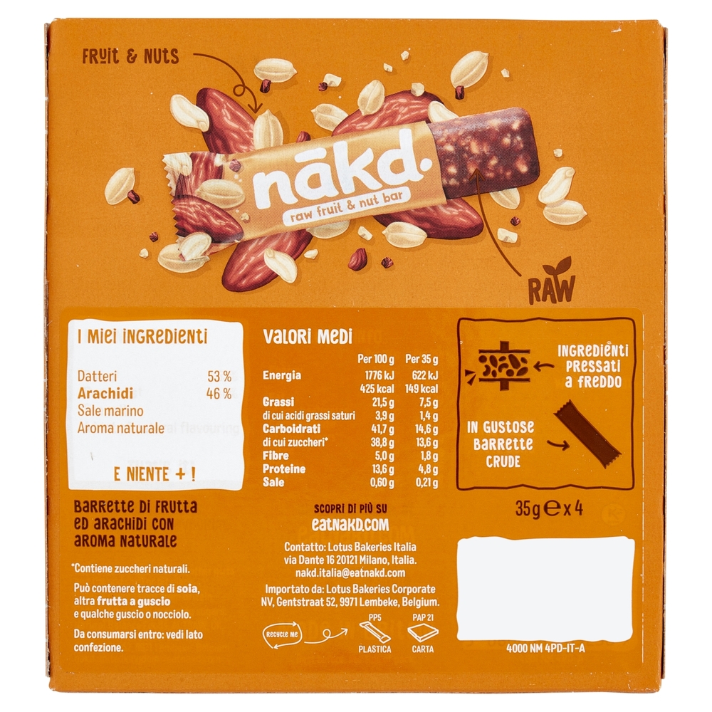 nakd. raw fruit & nut bars Peanut Delight 4 x 35 g