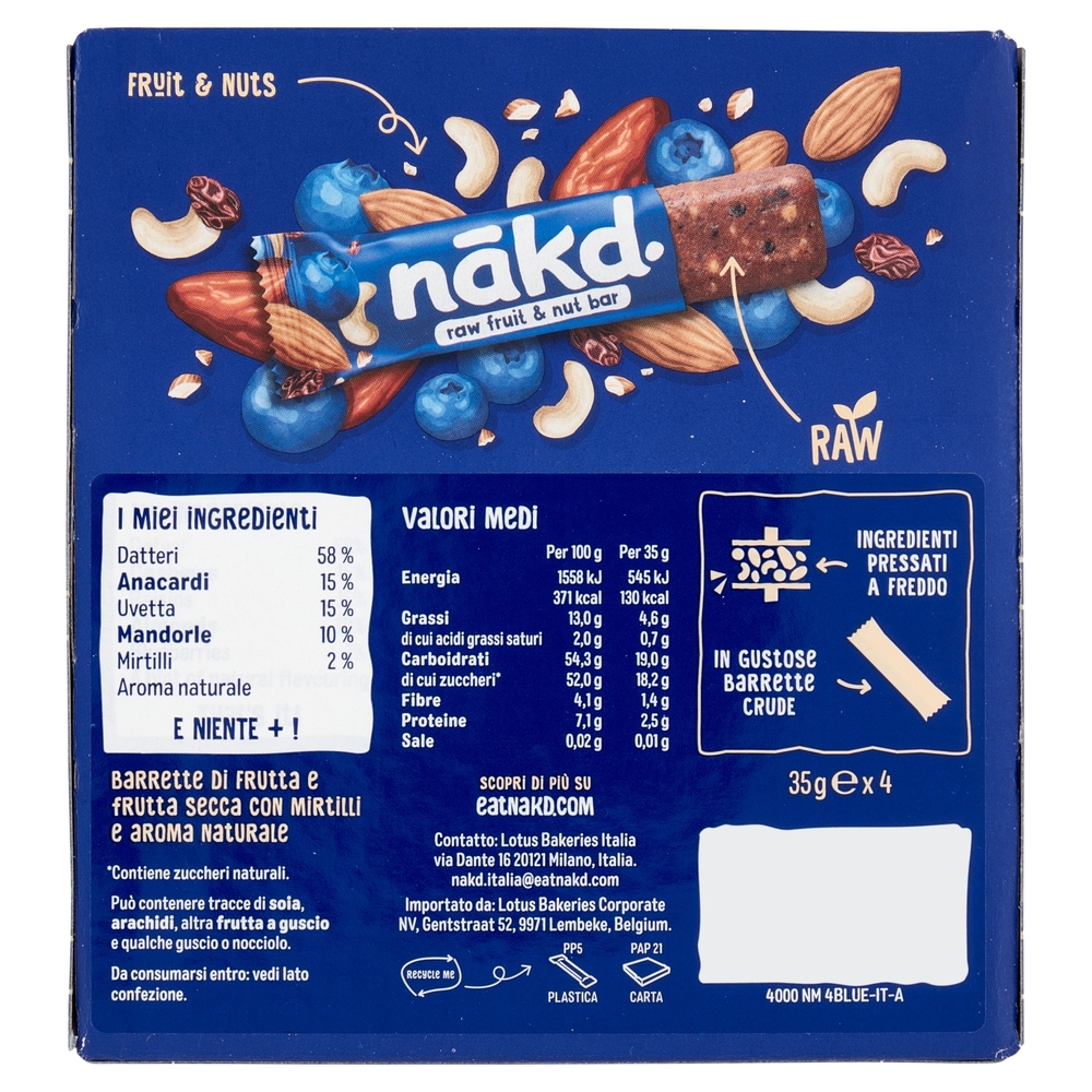 nakd. raw fruit & nut bars Blueberry Muffin 4 x 35 g