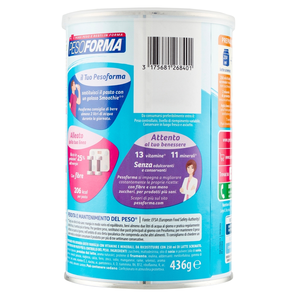 Pesoforma Vaniglia Smoothie, Pasto sostitutivo gusto Vaniglia, Shake per controllo del peso - 436g