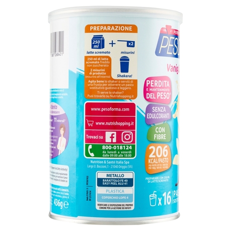 Pesoforma Vaniglia Smoothie, Pasto sostitutivo gusto Vaniglia, Shake per controllo del peso - 436g