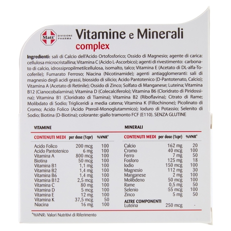 Matt Divisione Pharma Vitamine e Minerali complex 60 compresse 79,8 g