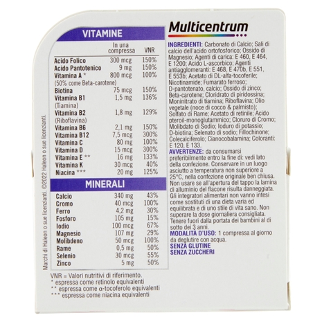 Multicentrum donna 50+ integratore multivitaminico e sali minerali con vitamina D 30 compresse 49 g