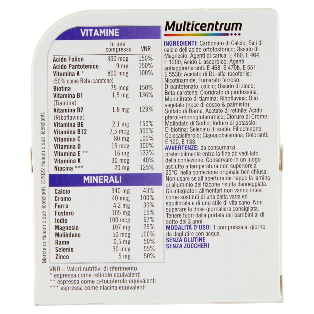 Multicentrum donna 50+ integratore multivitaminico e sali minerali con vitamina D 30 compresse 49 g