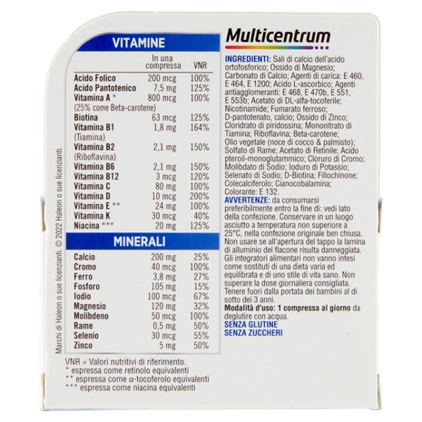 Multicentrum uomo integratore alimentare multivitaminico concentrato vitamina D 30 compresse 39 g