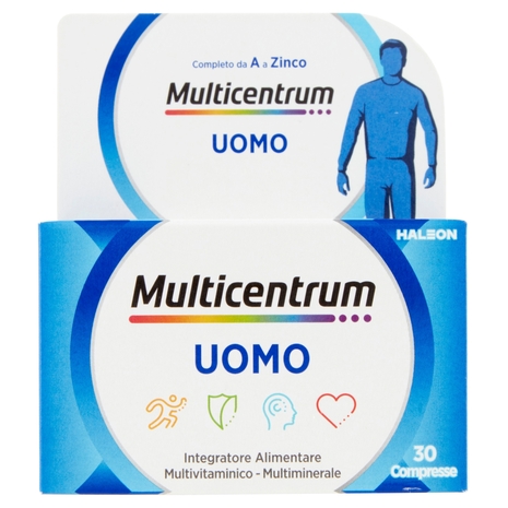 Multicentrum uomo integratore alimentare multivitaminico concentrato vitamina D 30 compresse 39 g