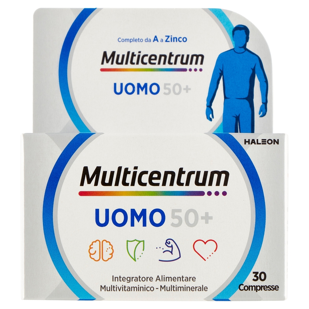 Multicentrum uomo 50+ integratore multivitaminico alimentare con sali minerali 30 compresse 40 g